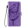 For Sharp Aquos R9 SH-51E Embossed Butterfly Leather Phone Case(Light Purple)