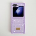 For Samsung Galaxy Z Flip3 5G PC Full Diamond Shockproof Folding Phone Case with Swan Logo(Purple)