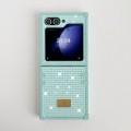 For Samsung Galaxy Z Flip6 5G PC Full Diamond Shockproof Folding Phone Case with Swan Logo(Blue)
