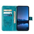 For vivo Y55 5G Global / Y55s 2023 5G Embossed Butterfly Leather Phone Case(Blue)