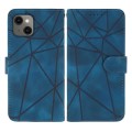 For iPhone 14 Skin Feel Geometric Lines Leather Phone Case(Blue)