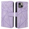 For iPhone 13 Skin Feel Geometric Lines Leather Phone Case(Purple)