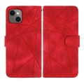 For iPhone 13 mini Skin Feel Geometric Lines Leather Phone Case(Red)