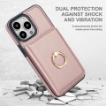 For iPhone 15 Pro Max RFID Anti-theft Card Ring Holder Phone Case(Rose Gold)