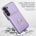 For Samsung Galaxy S22 5G RFID Anti-theft Card Ring Holder Phone Case(Purple)