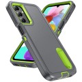For Samsung Galaxy A15 Rugged PC + Silicone Phone Case with Holder(Grey+Fresh Green)