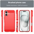For iPhone 16 Pro Brushed Texture Carbon Fiber TPU Phone Case(Red)