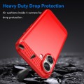 For iPhone 16 Pro Brushed Texture Carbon Fiber TPU Phone Case(Red)