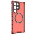 For Samsung Galaxy S23 Ultra 5G Honeycomb Magnetic Ring Shockproof Phone Case(Red)