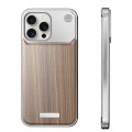 For iPhone 15 Pro Aluminum Alloy Aromatherapy Wood Grain Phone Case(Grey)