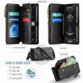 For iPhone 12 Pro CaseMe C36 Card Slots Zipper Wallet RFID Anti-theft Leather Phone Case(Black)