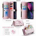 For iPhone 13 mini CaseMe C36 Card Slots Zipper Wallet RFID Anti-theft Leather Phone Case(Pink)