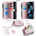 For iPhone 13 Pro CaseMe C36 Card Slots Zipper Wallet RFID Anti-theft Leather Phone Case(Pink)