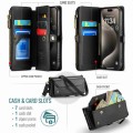 For iPhone 15 Pro Max CaseMe C36 Card Slots Zipper Wallet RFID Anti-theft Leather Phone Case(Black)