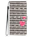 For iPhone 16 Pro Max 3D Pattern Leather Phone Case(Striped Heart)