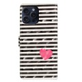 For iPhone 16 Pro Max 3D Pattern Leather Phone Case(Striped Heart)