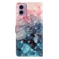 For Motorola Moto G24 3D Pattern Leather Phone Case(3D Pink Blue Marble)