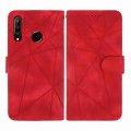 For Huawei P30 Lite Skin Feel Geometric Lines Leather Phone Case(Red)