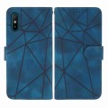 For Xiaomi Redmi 9A Skin Feel Geometric Lines Leather Phone Case(Blue)