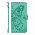 For OnePlus 9 Swallowtail Butterfly Embossed Leather Phone Case(Green)