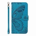 For OnePlus Nord CE 2 5G Swallowtail Butterfly Embossed Leather Phone Case(Blue)