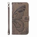 For Sony Xperia 5 IV Swallowtail Butterfly Embossed Leather Phone Case(Grey)