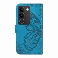 For vivo V29 5G Swallowtail Butterfly Embossed Leather Phone Case(Blue)
