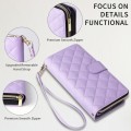 For iPhone 12/12 Pro Crossbody Rhombic Zipper Tower Buckle Leather Phone Case with Lanyard(Purple)