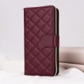 For iPhone 12/12 Pro Crossbody Rhombic Zipper Tower Buckle Leather Phone Case with Lanyard(Wine Red)