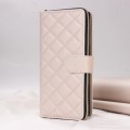 For Samsung Galaxy S24+ 5G Crossbody Rhombic Zipper Tower Buckle Leather Phone Case with Lanyard(Bei