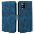 For Samsung Galaxy A42 5G Skin Feel Geometric Lines Leather Phone Case(Blue)