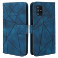For Samsung Galaxy A71 5G Skin Feel Geometric Lines Leather Phone Case(Blue)