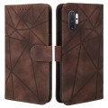 For Samsung Galaxy Note10+ Skin Feel Geometric Lines Leather Phone Case(Brown)