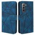 For Samsung Galaxy S21 FE 5G Skin Feel Geometric Lines Leather Phone Case(Blue)