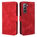 For Samsung Galaxy S21+ 5G Skin Feel Geometric Lines Leather Phone Case(Red)