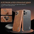 For iPhone 12 Pro AZNS Electroplated Frame Crocodile Texture Full Coverage Phone Case(Brown)