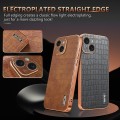 For iPhone 15 Plus AZNS Electroplated Frame Crocodile Texture Full Coverage Phone Case(White)