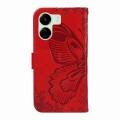 For Xiaomi Redmi 13C / Poco C65 Swallowtail Butterfly Embossed Leather Phone Case(Red)