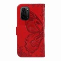 For Xiaomi Poco F3 / 11i Swallowtail Butterfly Embossed Leather Phone Case(Red)