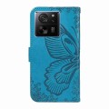 For Xiaomi Redmi K60 Ultra Swallowtail Butterfly Embossed Leather Phone Case(Blue)