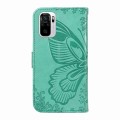 For Xiaomi Redmi Note 10 4G / 10S Swallowtail Butterfly Embossed Leather Phone Case(Green)