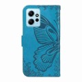 For Xiaomi Redmi Note 12 4G Global Swallowtail Butterfly Embossed Leather Phone Case(Blue)