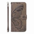 For Xiaomi Poco X5 Pro 5G Swallowtail Butterfly Embossed Leather Phone Case(Grey)