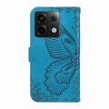 For Xiaomi Poco X6 5G Swallowtail Butterfly Embossed Leather Phone Case(Blue)