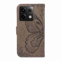 For Xiaomi Poco X6 5G Swallowtail Butterfly Embossed Leather Phone Case(Grey)