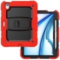 For iPad Air 11 2024 Silicone Hydric PC Tablet Case with Shoulder Strap & Holder(Red)