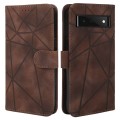 For Google Pixel 6a Skin Feel Geometric Lines Leather Phone Case(Brown)