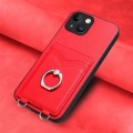 For iPhone 14 R20 Ring Card Holder Phone Case(Red)