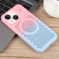 For iPhone 14 Gradient Color Honeycomb Aromatherapy MagSafe Phone Case(Pink Blue)