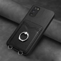 For Samsung Galaxy S20 FE R20 Ring Card Holder Phone Case(Black)